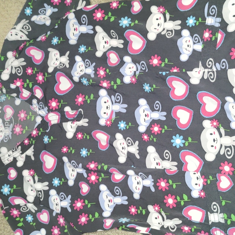 Ladies Happy Scrubs Monkey Heart Design Scrub Top